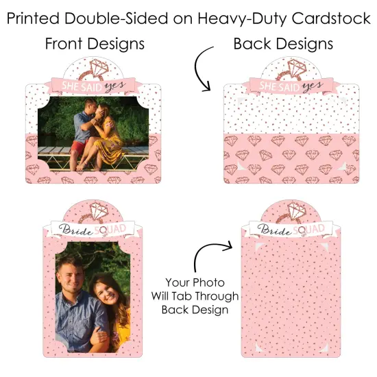 Big Dot of Happiness Bride Squad - Rose Gold Bridal Shower or Bachelorette Party Picture Centerpiece Sticks - Photo Table Toppers - 15 Pieces {7}