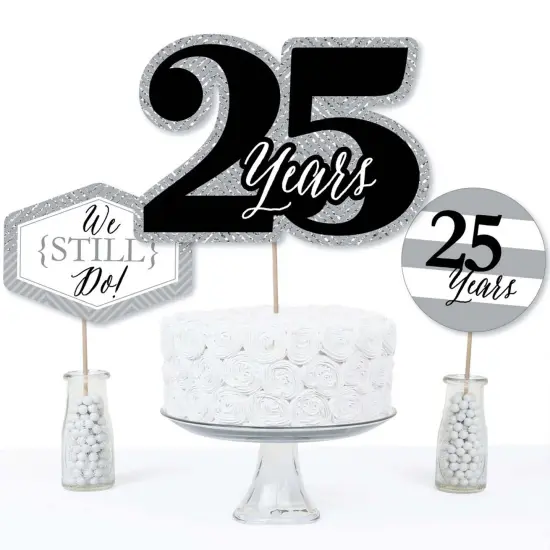Big Dot of Happiness We Still Do - 25th Wedding Anniversary - Anniversary Party Centerpiece Sticks - Table Toppers - Set of 15 {4}