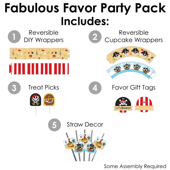 Big Dot of Happiness Pirate Ship Adventures - Skull Birthday Party Favors and Cupcake Kit - Fabulous Favor Party Pack - 100 Pieces {3}