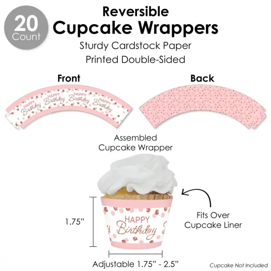 Big Dot of Happiness Pink Rose Gold Birthday - Happy Birthday Party Favors and Cupcake Kit - Fabulous Favor Party Pack - 100 Pieces {6}