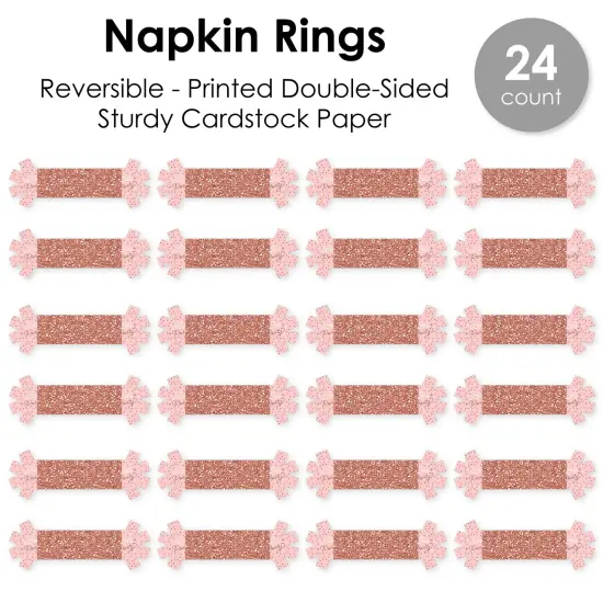 Big Dot of Happiness Pink Rose Gold Birthday - Happy Birthday Party Paper Napkin Holder - Napkin Rings - Set of 24 {7}
