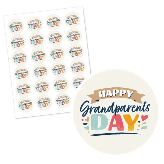 Big Dot of Happiness Happy Grandparents Day - Grandma & Grandpa Party Circle Sticker Labels - 24 Count {3}