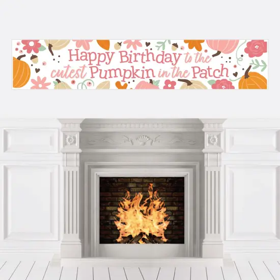 Big Dot of Happiness Girl Little Pumpkin - Happy Birthday Fall Birthday Decorations Party Banner {1}
