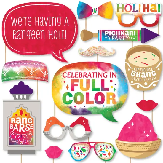 Big Dot of Happiness Holi Hai - Festival of Colors Party Photo Booth Props Kit - 20 Count {1}