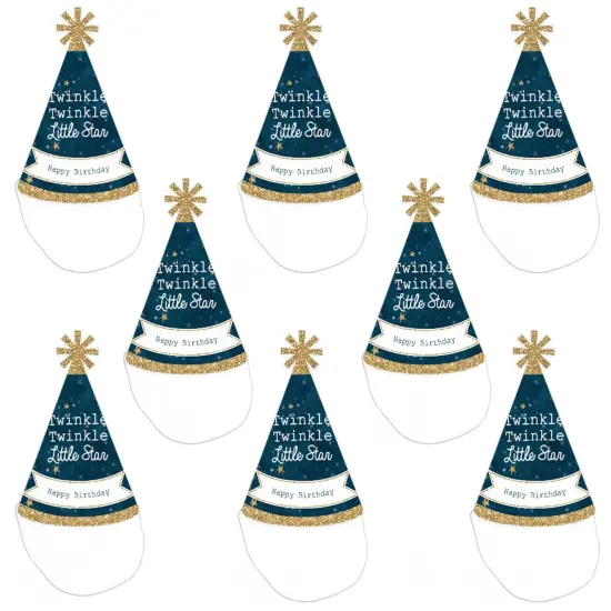 Big Dot of Happiness Twinkle Twinkle Little Star - Cone Happy Birthday Party Hats for Kids and Adults - Set of 8 (Standard Size) {7}
