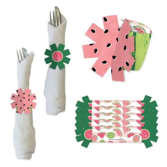 Big Dot of Happiness Sweet Watermelon - Fruit Party Paper Napkin Holder - Napkin Rings - Set of 24 {1}