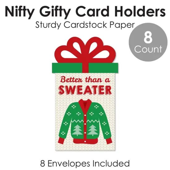Big Dot of Happiness Ugly Sweater - Holiday and Christmas Party Money and Gift Card Sleeves - Nifty Gifty Card Holders - 8 Ct {6}