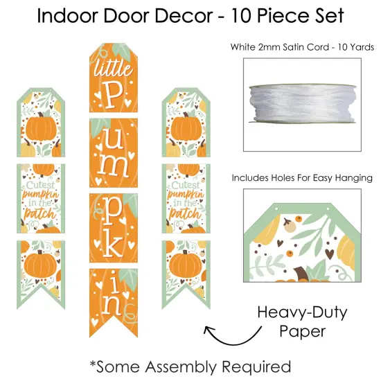 Big Dot of Happiness Little Pumpkin - Hanging Vertical Paper Door Banners - Fall Birthday Party or Baby Shower Wall Decoration Kit - Indoor Door Decor {6}