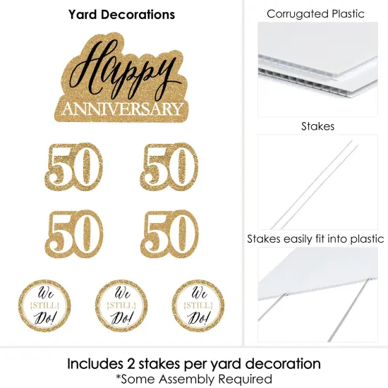 Big Dot of Happiness We Still Do - 50th Wedding Anniversary - Yard Sign & Outdoor Lawn Decorations - Anniversary Party Yard Signs - Set of 8 {6}