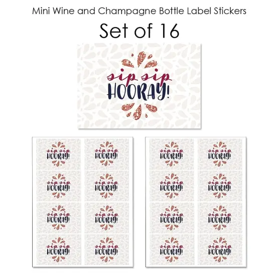 Big Dot of Happiness But First, Wine - Mini Wine and Champagne Bottle Label Stickers - Wine Tasting Party Favor Gift for Women and Men - Set of 16 {7}
