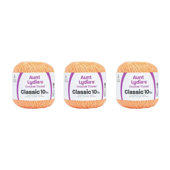 Aunt Lydia Classic Light Peach Crochet - 3 Pack of 350y/320m - Cotton - Gauge 10 - Crochet {1}