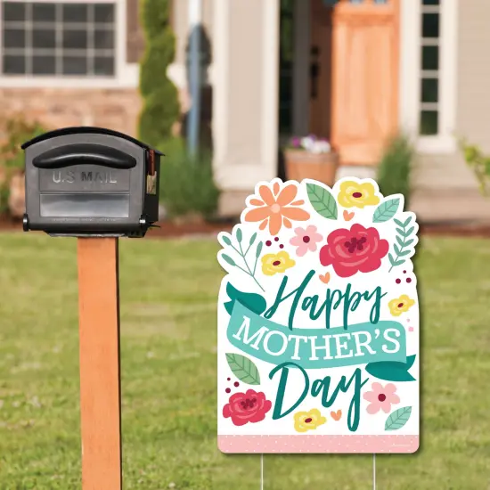 Big Dot of Happiness Colorful Floral Happy Mother's Day - Party Decorations - We Love Mom Party Welcome Yard Sign {3}