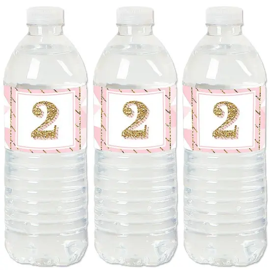 Big Dot of Happiness 2nd Birthday Girl - Two Much Fun - Second Birthday Party Water Bottle Sticker Labels - Set of 20 {1}