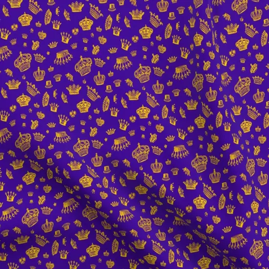 Various Fabrics by the Yard or Fat Quarter Royal Crowns Golden Yellow Purple Gold Mardi Gras Royalty King Princess Custom Printed Fabric by Spoonflower {5}