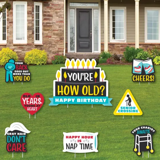 Big Dot of Happiness You're How Old - Senior Moments - Yard Sign and Outdoor Lawn Decorations - Funny Over The Hill Prank Yard Signs - Set of 8 {1}