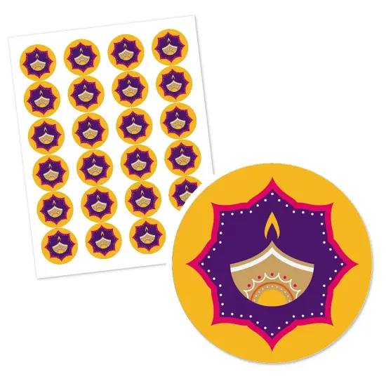 Big Dot of Happiness Happy Diwali - Festival of Lights Party Circle Sticker Labels - 24 Count {3}