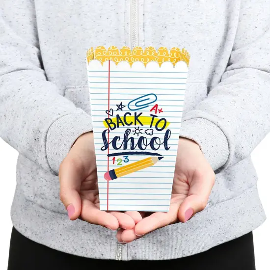 Big Dot of Happiness Back to School - First Day of School Classroom Decorations and Favor Popcorn Treat Boxes - Set of 12 {6}