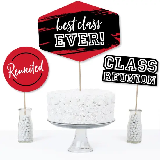Big Dot of Happiness Reunited Red - School Class Reunion Party Centerpiece Sticks - Table Toppers - Set of 15 {4}