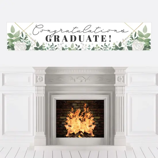 Big Dot of Happiness Boho Botanical Graduate - Greenery Graduation Decorations Party Banner {1}