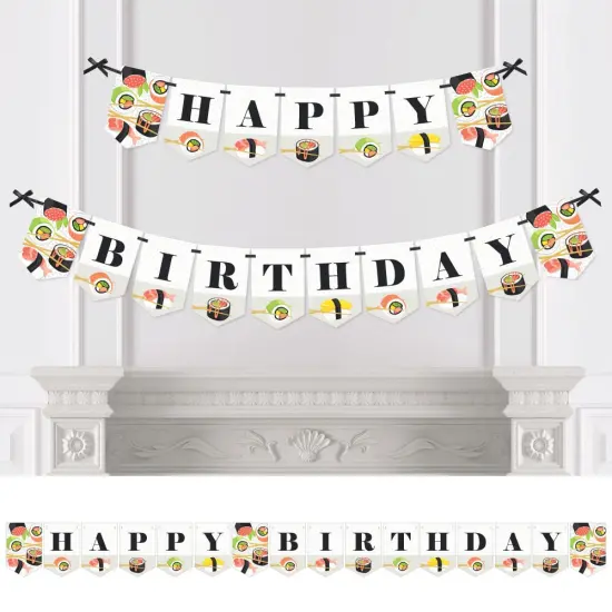 Big Dot of Happiness Let's Roll - Sushi - Japanese Birthday Party Bunting Banner - Birthday Party Decorations - Happy Birthday {1}
