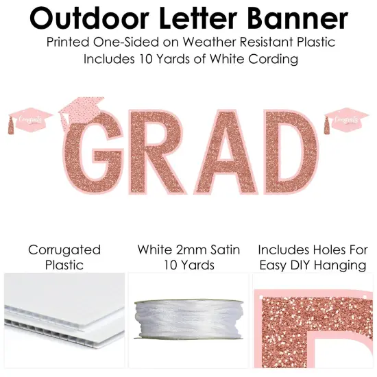 Big Dot of Happiness Rose Gold Grad - Large Graduation Party Decorations - GRAD - Outdoor Letter Banner {6}