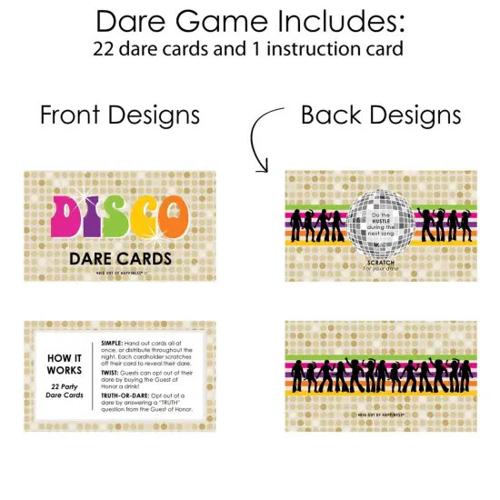 Big Dot of Happiness 70's Disco - 1970's Disco Fever Party Game Scratch Off Dare Cards - 22 Count {6}