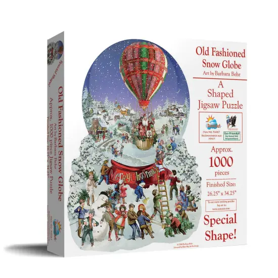 Sunsout Old Fashioned Snow Globe 1000 pc Special Shape Christmas Jigsaw Puzzle 96087 {3}