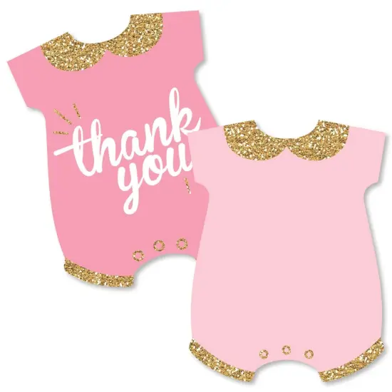 Big Dot of Happiness Hello Little One - Pink and Gold - Shaped Thank You Cards - Girl Baby Shower Thank You Note Cards with Envelopes - Set of 12 {1}