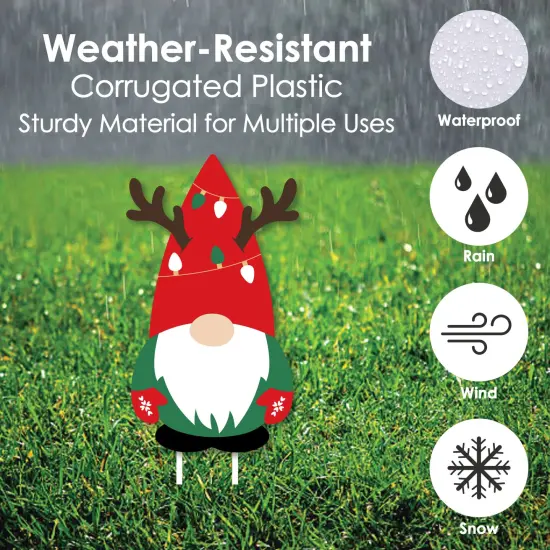 Big Dot of Happiness Red and Green Holiday Gnomes Santa Sleigh - Yard Sign and Outdoor Lawn Decorations - Christmas Party Yard Signs - Set of 8 {4}