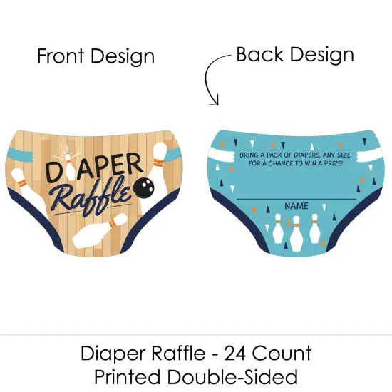 Big Dot of Happiness Strike Up the Fun - Bowling - Diaper Shaped Raffle Ticket Inserts - Baby Shower Activities - Diaper Raffle Game - Set of 24 {3}