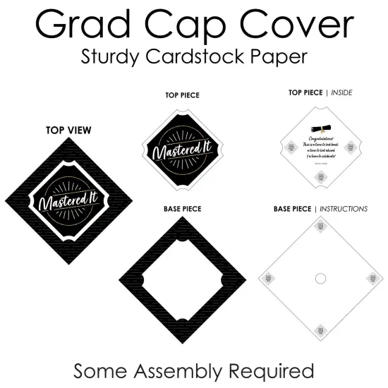 Big Dot of Happiness Mastered It - Master's Degree Graduation Cap Decorations Kit - Grad Cap Cover {7}