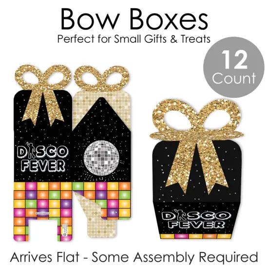 Big Dot of Happiness 70's Disco - Square Favor Gift Boxes - 1970s Disco Fever Party Bow Boxes - Set of 12 {7}