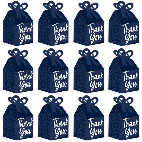 Big Dot of Happiness Navy Blue Elegantly Simple - Square Favor Gift Boxes - Guest Party Favors Bow Boxes - Set of 12 {6}