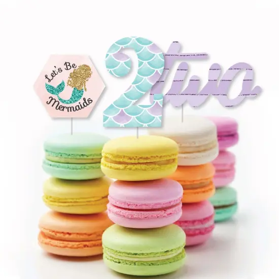 Big Dot of Happiness 2nd Birthday Let's Be Mermaids - DIY Shaped Second Birthday Party Cut-Outs - 24 Count {4}