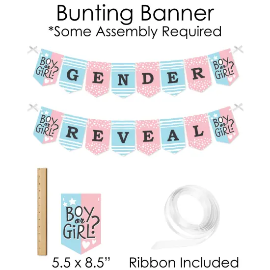 Big Dot of Happiness Baby Gender Reveal - Banner and Photo Booth Decorations - Team Boy or Girl Party Supplies Kit - Doterrific Bundle {6}