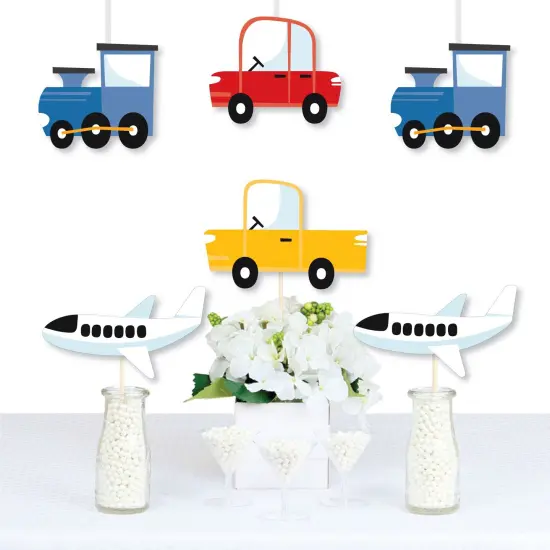 Big Dot of Happiness Cars, Trains, and Airplanes - Decorations DIY Transportation Birthday Party Essentials - Set of 20 {1}