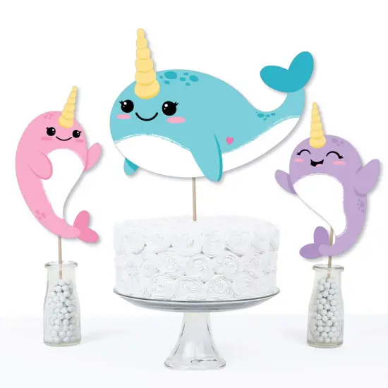 Big Dot of Happiness Narwhal Girl - Under The Sea Baby Shower or Birthday Party Centerpiece Sticks - Table Toppers - Set of 15 {4}