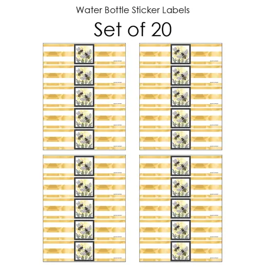 Big Dot of Happiness Little Bumblebee - Bee Baby Shower or Birthday Party Water Bottle Sticker Labels - Set of 20 {4}