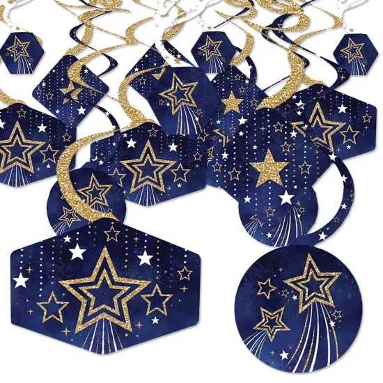 Big Dot of Happiness Starry Skies - Gold Celestial Party Hanging Decor - Party Decoration Swirls - Set of 40 {1}