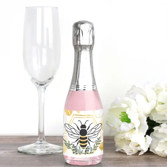 Big Dot of Happiness Little Bumblebee Mini Wine & Champagne Bottle Label Stickers Bee Baby Shower or Birthday Party Favor Gift 16 Ct {3}