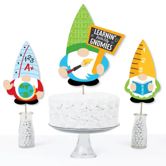 Big Dot of Happiness School Gnomes - Teacher and Classroom Decorations Centerpiece Sticks - Table Toppers - Set of 15 {4}