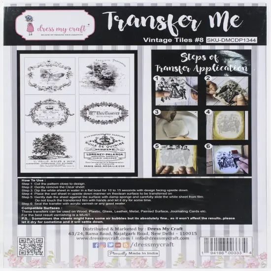 Dress My Craft Transfer Me Sheet A4-Vintage Tile #8 {3}