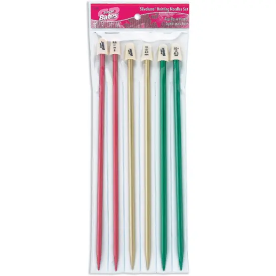 Susan Bates Silvalume Single Point Knitting Needles 10" Set-Sizes 9 To 10.5 {1}