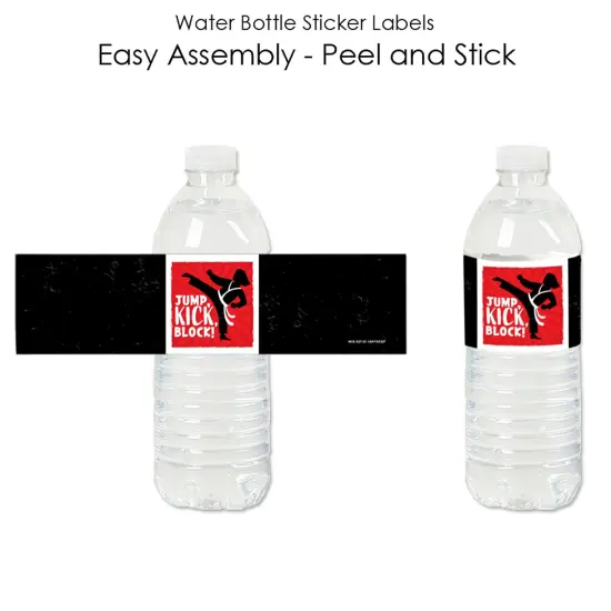 Big Dot of Happiness Karate Master - Martial Arts Birthday Party Water Bottle Sticker Labels - Set of 20 {3}