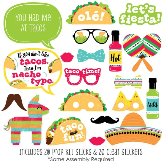 Big Dot of Happiness Taco 'Bout Fun - Fiesta Photo Booth Props Kit - 20 Count {3}