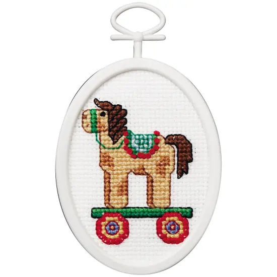 Janlynn Mini Counted Cross Stitch Kit 2.75" Oval-Christmas Toy {3}