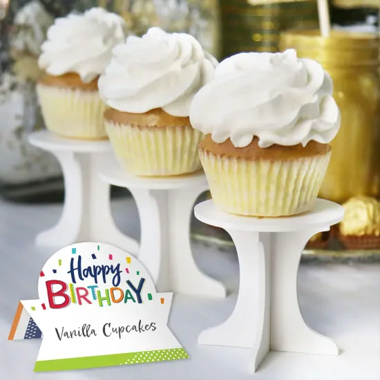 Big Dot of Happiness Cheerful Happy Birthday - Colorful Birthday Party Tent Buffet Card - Table Setting Name Place Cards - Set of 24 {6}