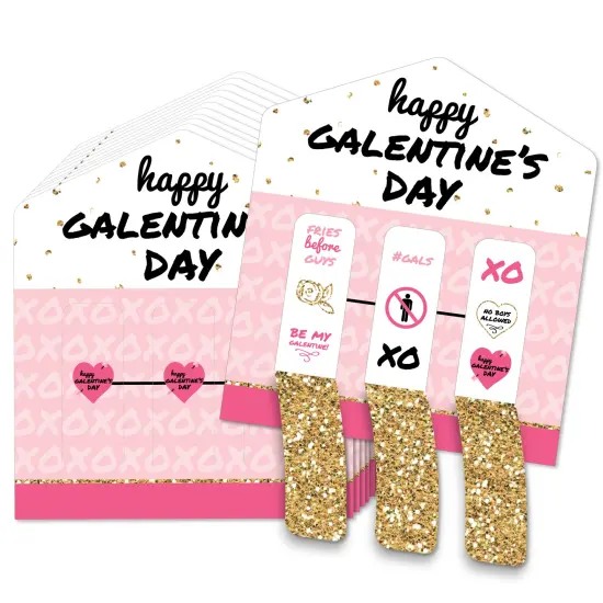 Big Dot of Happiness Be My Galentine - Galentine's & Valentine's Day Party Game Pickle Cards - Pull Tabs 3-in-a-Row - Set of 12 {1}