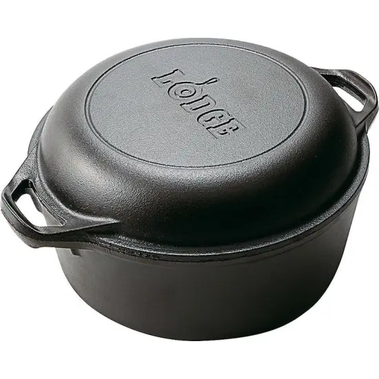 Lodge Logic L8DD3 Cast Iron Double Dutch Oven Extra Deep Lid 5 Quart {1}