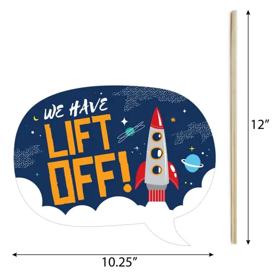 Big Dot of Happiness Funny Blast Off to Outer Space - Rocket Ship Baby Shower or Birthday Party Photo Booth Props Kit - 10 Piece {6}